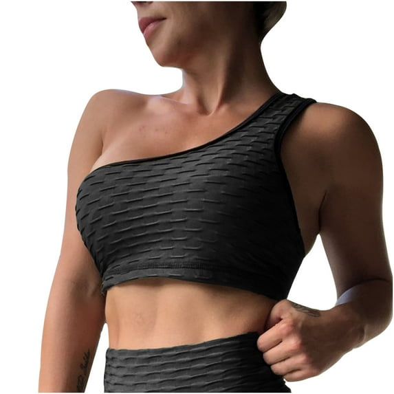 Lindreshi Sports Bras for Women High Impact Fashion Women Solid Color Sleeveless Cold Shoulder Casual Tanks Blouse Tops