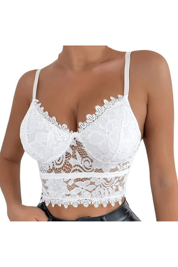 Tank Tops for Women Fashion Women's Lace Beauty Back Solid Strap Wrap Hollow Out Bra Underwear Vest Sling