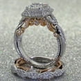thumbnail image 1 of Clearance under $5 14 K Gold Plated Square Diamond Princess Ring Sz 9, 1 of 3