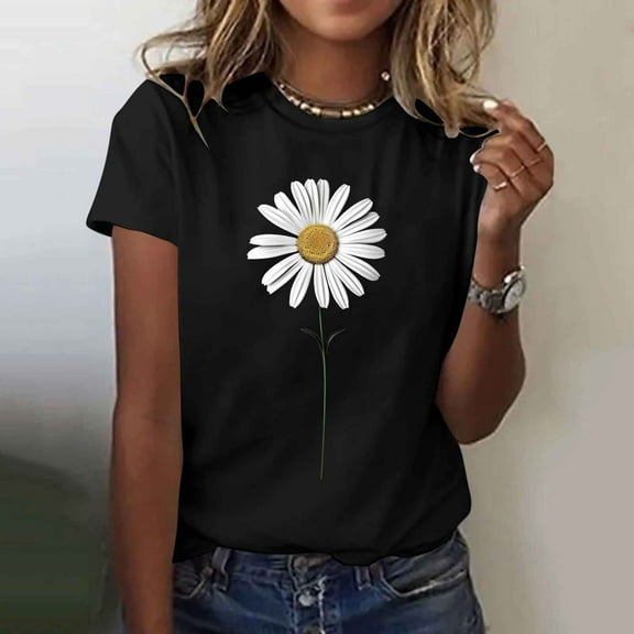 50% off Clear!5 Days Delivery Sawvnm Women Summer Tops Casual Loose Print Short-Sleeved T-shirt Women Great Gifts for Less