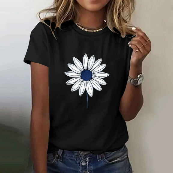 50% off Clear!5 Days Delivery Sawvnm Women Summer Tops Casual Loose Print Short-Sleeved T-shirt Women Great Gifts for Less