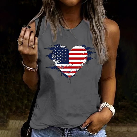 Clearance under 5!5 Days Delivery Sevevn Women's Summer Casual Round Neck Loose Sleeveless T-Shirt End of Year Clearance Gray XL