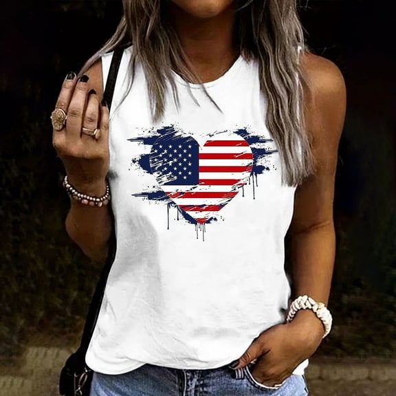 Sevevn Women's Summer Casual Round Neck Loose Sleeveless T-Shirt Family Gifts White XXL
