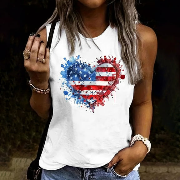 Sevevn Women's Summer Casual Round Neck Loose Sleeveless T-Shirt Rollbacks White M