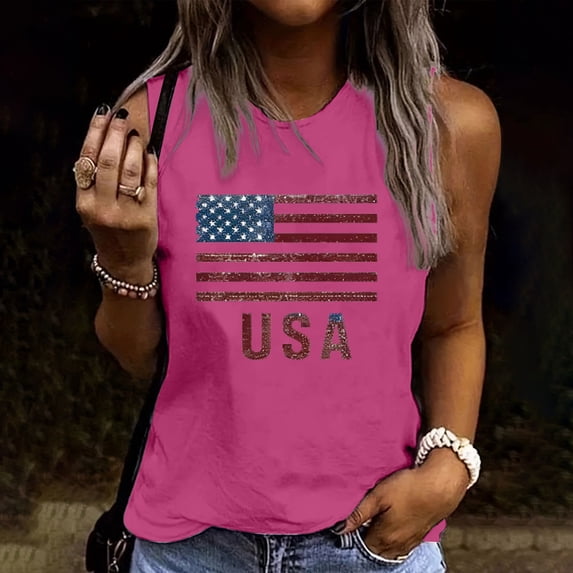 Sevevn Women's Summer Casual Round Neck Loose Sleeveless T-Shirt Sales Today Clearance Red XXL