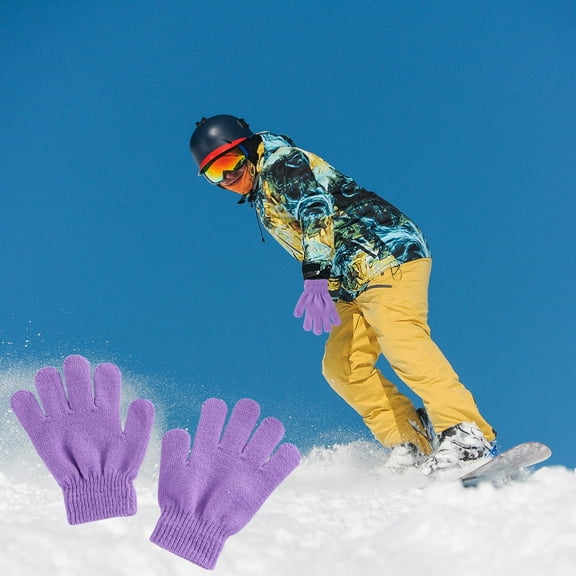 Clearance under 5 Children's Winter Gloves Outdoor Winter Warm Solid Color Knitted Kids Gloves Split Finger Gloves