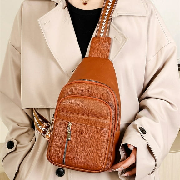 under $5 Fufafayo Leather Sling Bag for Men and Women Crossbody Shoulder Bag Sling Backpack Chest Purse Carry on Casual Daypack