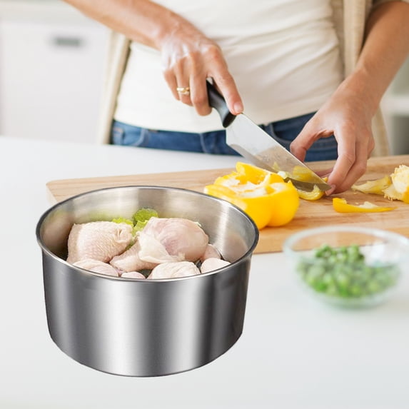 under $5 Fufafayo Stainless Steel Serving Bowl Lids Large Salad Bowl Vegetable Washing Basin Flat Bottom Kitchen Accessory