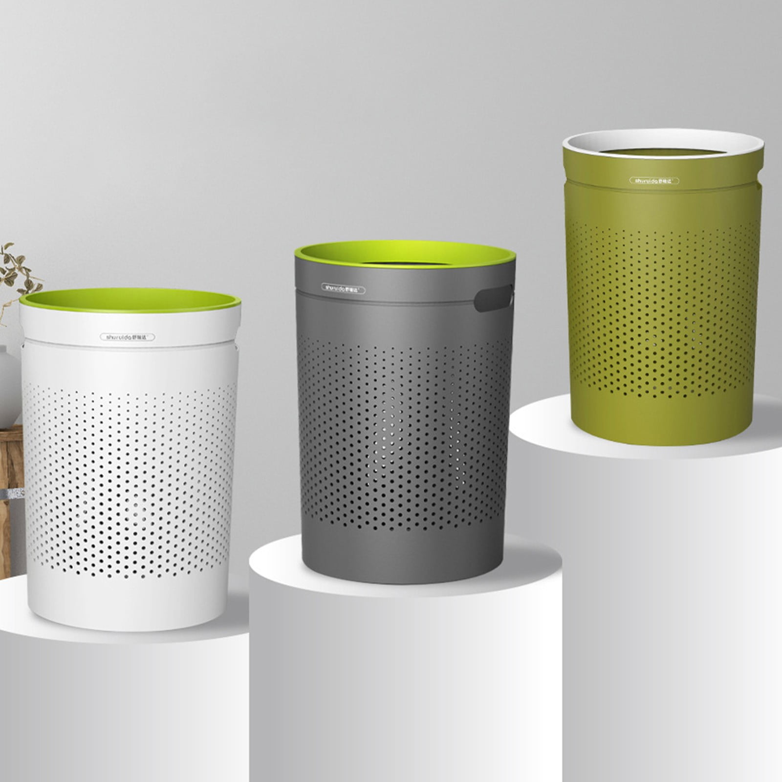 Eco-Friendly White Round Waste Basket for Trash - Mini Trash Bin Eco-Friendly White Round Waste Basket for Trash - Mini Trash Bin