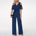 thumbnail image 1 of GaThRRgYP Womens Pants,Women's Fashion Casual Solid Color Mesh Short Sleeve Wide Leg Trousers Jumpsuit, 1 of 7