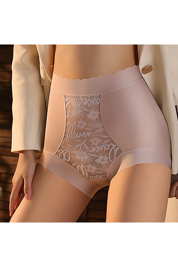 Clearance under 5 High Waisted Ice Silk Underwear for Women Seamless Thin Design Polylactic Crotch Triangular Shorts Head Pink M