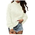 thumbnail image 1 of Clearance under $5 JINMGG 2025 Fall Winter Plus Size Sweaters for Women Clearance,Fashion Women Solid Long Sleeve Sweater Turtleneck Sweater Pullover, 1 of 6