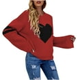 thumbnail image 1 of Clearance under $5 JINMGG 2025 Fall Winter Plus Size Sweaters for Women Clearance,Women's Loose Round Neck Pullover Love Long Sleeve Sweater, 1 of 1
