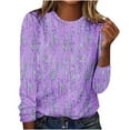 thumbnail image 1 of under $5 JINMGG Womens Tops,Fashion Women Casual Long Sleeve Printing Round Neck Loose T-Shirt Blouse Tops,Purple XL, 1 of 5