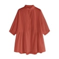 thumbnail image 1 of Clearance under $5 JINMGG Fall Tops for Women Women's V-Neck Long Sleeve Loose Button Cotton and Linen Tunic Shirts Summer Shirts Blouse Wine XXXL, 1 of 7