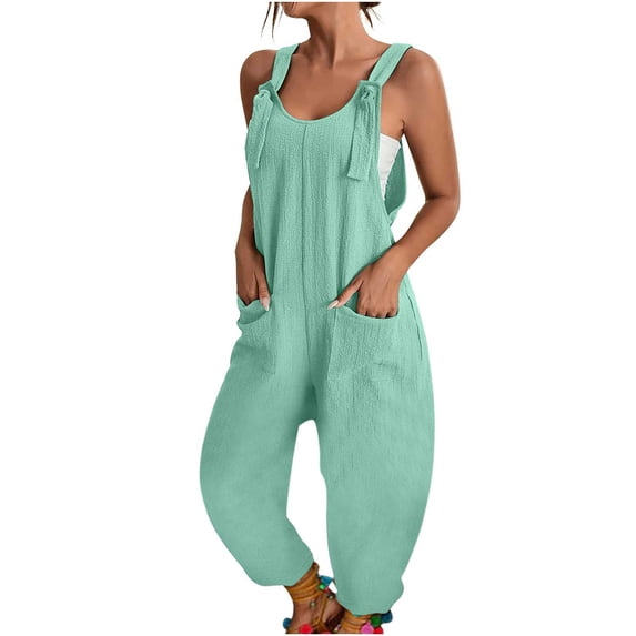 Clearance under $5 JINMGG Full Pants for Women Summer Womens Fashion Summer Solid Color Casual Sleeveless Suspender Jumpsuit