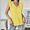 thumbnail image 1 of under $5 JINMGG Tank Tops for Women under $5,Ladies Fashion Solid Sleeveless V-neck T-Shirt with Shoulder Pad Loose Vest Yellow XL, 1 of 7