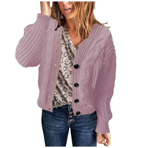 Clearance under $5 JINMGG V Neck Sweaters for Women Fall Winter Clearance,Women鈥榮 Solid Color V-Neck Knitted Casual Fashion Long Sleeve Tops Blouse