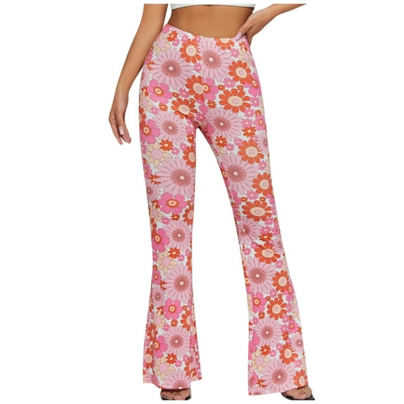 JINMGG Summer Fall Womens Plus Size $5 Womens Casual Long Pants High Waist Summer Printed Pants
