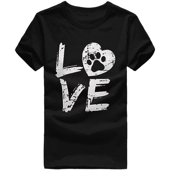 under $5 JINMGG Womens Plus Size $5 Unisex T-Shirt Printed Pattern Casual Fashion Soild Color Short Sleeve Tops Black XXXL