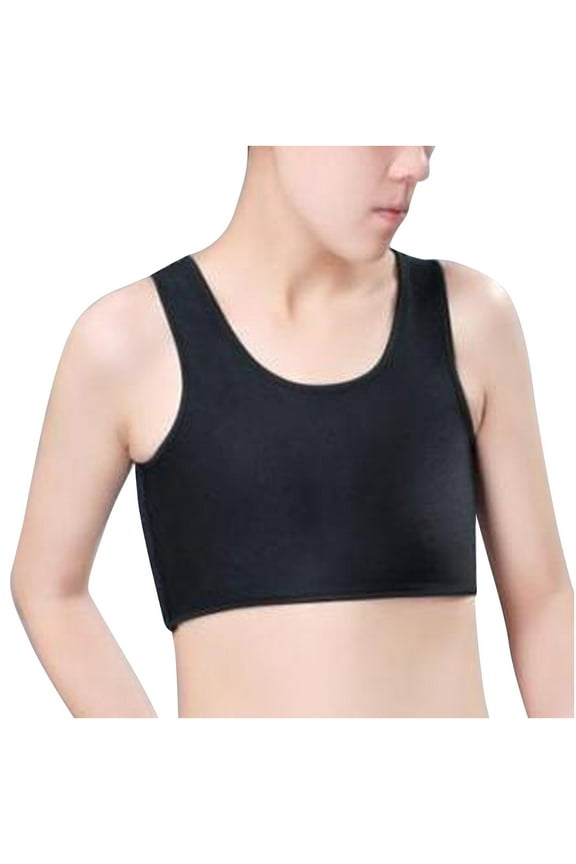 under $5 JINMGG Womens Tank Tops Plus Size Fashion Compression Chest Binder Women Sleeveless Vest Solid Short Tank Tops Black XL