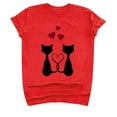 thumbnail image 1 of under $5 JINMGG Womens Tops under $5 Adult's Valentine's Day Round Neck Cat Print T-Shirt Red XXL, 1 of 3