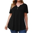 thumbnail image 1 of under $5 JINMGG Womens Tops under $5 Plus Size Women Clothing Solid T-Shirt Button Short Sleeve V-Neck Tops Black XL, 1 of 6