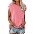 thumbnail image 1 of Clearance under $5 JINMGG Womens Tops Clearance under $5 Women's Fashion Casual Solid O-Neck Loose Short Sleeve T-Shirt Pullover Tops Pink M, 1 of 5