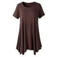thumbnail image 1 of under $5 JINMGG Womens Tops under $5 Women's Fashion Casual Summer Solid Color Short Sleeve Round Neck Top Blouse Coffee XL, 1 of 6