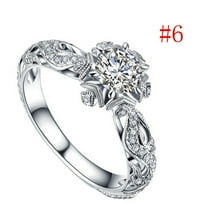 Clearance under $5 Luxury Women's Silver Shiny Ring Wedding Engagement Diamond Ring Fashion Jewelry Party Peace Anniversary Accessories Sz 6