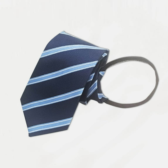 Clearance under 5 Men's Fashion Business 8cm Formal Solid Color Polyester Silk Lazy Zipper No Knot Tie C