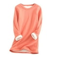 thumbnail image 1 of under $5 Omexry Womens Plus Size T-Shirts, Women Thick Fleece Sweatshirt Winter Velvet Warm Underwear Pink XL, 1 of 3