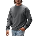 thumbnail image 1 of Sevevn Men's Casual Pullover Solid Color Crew Neck Sweatshirt Long Sleeves Base Shirt Family Gifts Dark Gray XL, 1 of 5