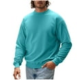 thumbnail image 1 of Sevevn Men's Casual Pullover Solid Color Crew Neck Sweatshirt Long Sleeves Base Shirt Summer Sky Blue L, 1 of 5