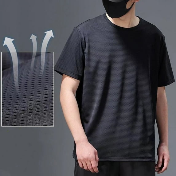 Clearance under $5!Sevevn Men's Casual Summer Short Sleeved Solid Color Round Neck Fitness Breathable Blouses Shirts Black XXXL Men Beach Fashion