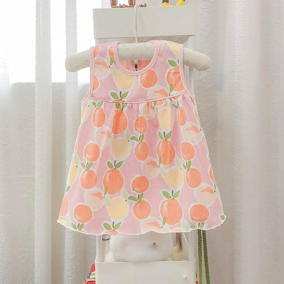 Sevevn Summer Baby Girl Infant Lace Skirt Pattern Print Sleeveless Dress Multicolor Free Size Rollbacks