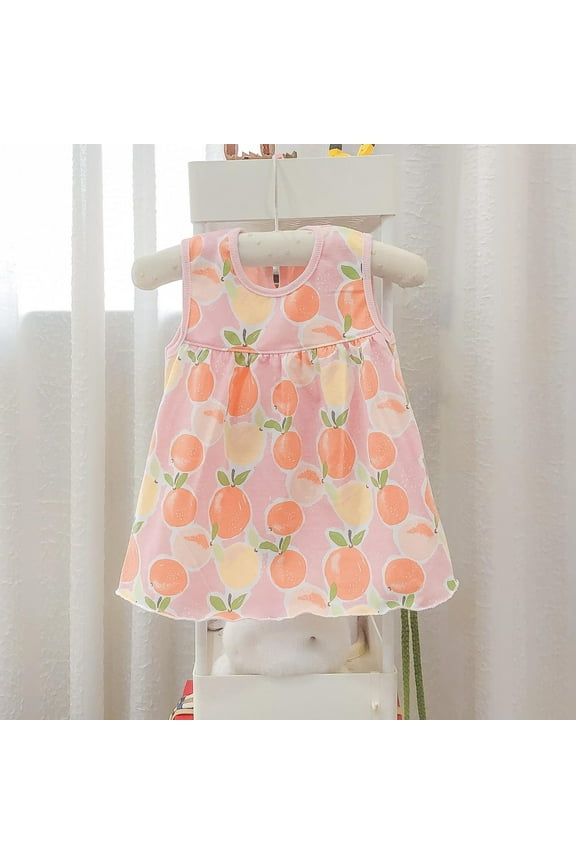 Summer Baby Girl Infant Lace Skirt Pattern Print Sleeveless Dress Multicolor Free Size Rollbacks