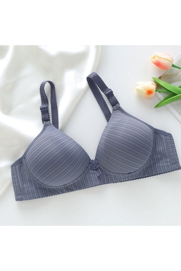 Women's Daily Adjustable Underwear Gathered Thin Bra Without Steel Ring Light Blue 42 Gift for Girls