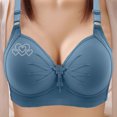 thumbnail image 1 of Sevevn Women's Large-size Rims-free Adjustable Gathered Breathable Full-cup Underwear Daily Bra Blue 40 Summer Gift, 1 of 3