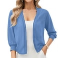 thumbnail image 1 of Sevevn Women's Lightweight Chiffon Cardigan 3/4 Sleeve Casual Solid Cardigan Sweaters for Women Gift for Adults Blue M, 1 of 9