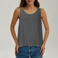 thumbnail image 1 of Sevevn Women's New Solid Color Round Neck Back Slit Casual Top T-shirt Family Gifts Dark Gray L, 1 of 7