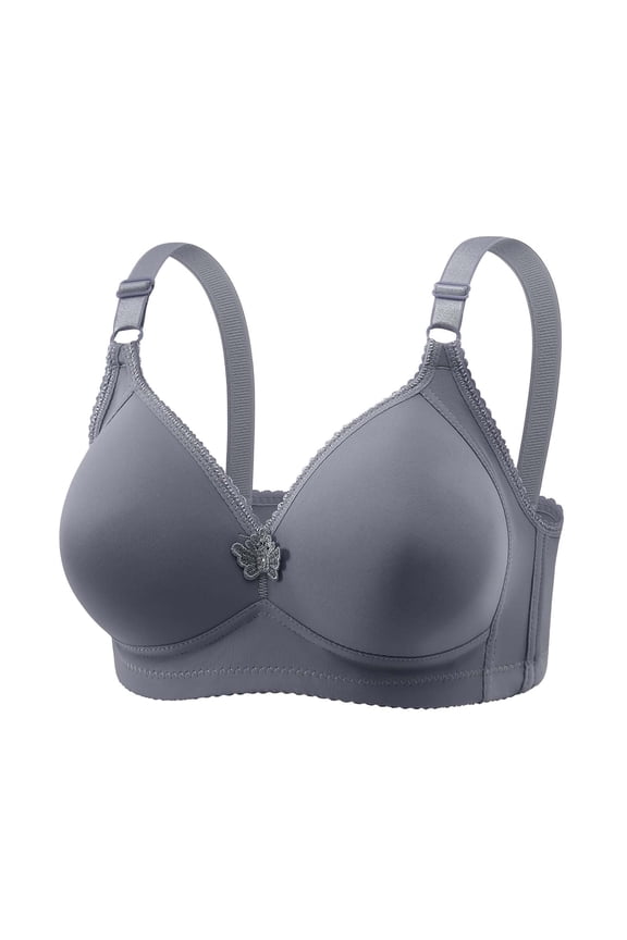 Women's Solid Color Seamless Nude Lifting Soft Support Bra For Women Everyday Bras Gray XXL Great Gifts for Less