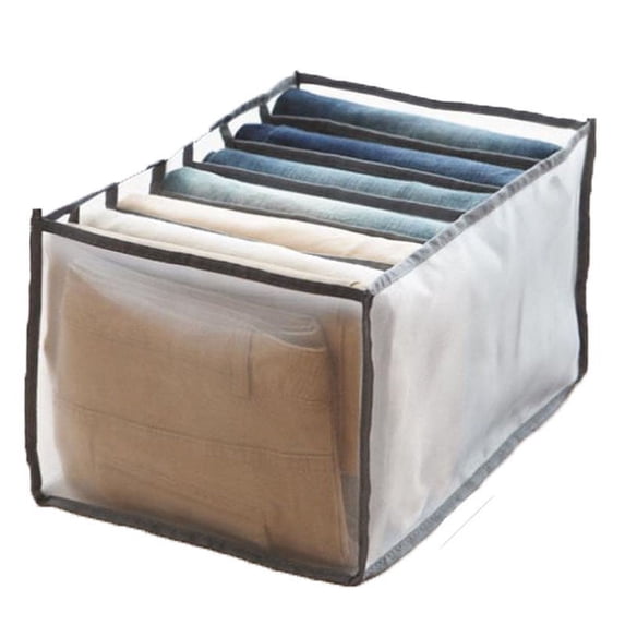 FAMTKT 7 Grids Washable Wardrobe Clothes Organizer, Jeans Compartment Storage Box, Storage Trunks & Bag