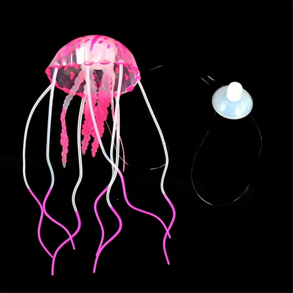 FAMTKT Fish Tank Fluorescent Glowing Beauty Artificial Fake Jellyfish Ornament Aquarium