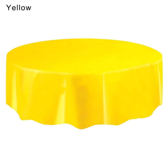 FAMTKT Large Plastic Circular Table Cover Cloth Wipe Clean Party Tablecloth Covers YE