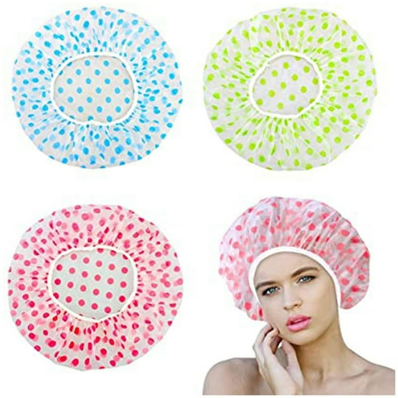 FAMTKT Shower Caps, 2 Pcs Bath Caps Reusable Shower Caps Elastic Band Bath Hair Hat