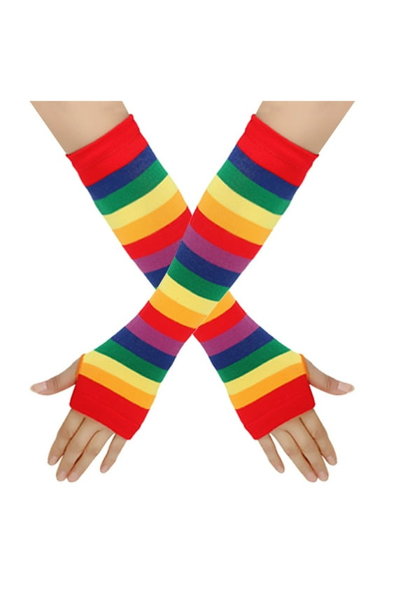 FAMTKT Women's Solid Knitted Arm Warmers Long Fingerless Gloves Stretchy Long Gloves Women Fingerless Gloves Mittens