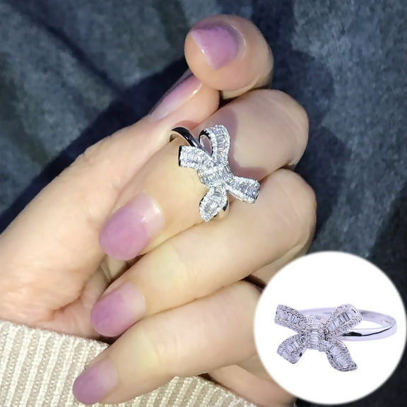 Clearance under $5 Sparkle White Gems Silver Selected Engagement Fingerg Ring Sz 6