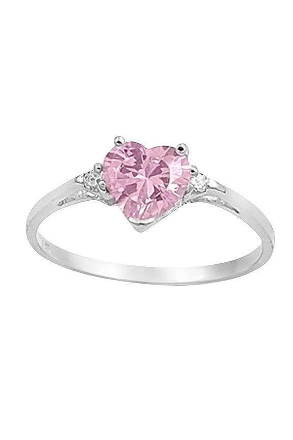 Clearance under $5 Sterling Silver Women's Flawless Simulated Aquamarine Cubic Zirconia Solitaire Heart Ring (Sizes 3-12) Sz 10