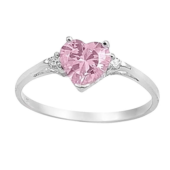 Clearance under $5 Sterling Silver Women's Flawless Simulated Aquamarine Cubic Zirconia Solitaire Heart Ring (Sizes 3-12) Sz 9